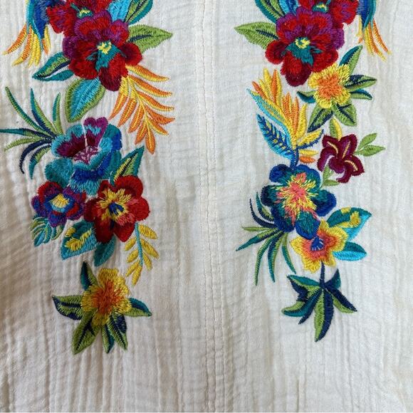 Johnny Was Nandi Flare Sleeve 100% Linen Tunic Dress. In Chantal Gauze. - Picture 10 of 12